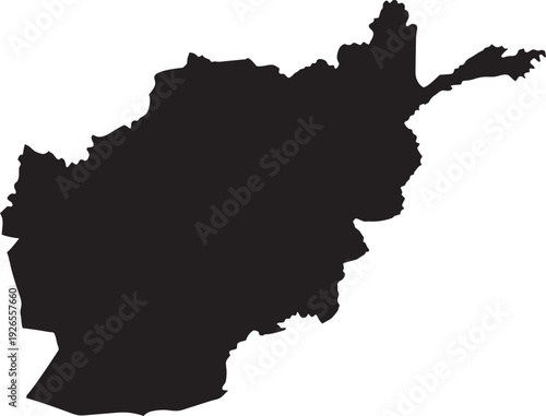 Black silhouette map of Afghanistan a simple vector graphic representing the countrys geography for informational or design purposes isolated on a white background