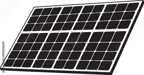 Black solar panel with rectangular cells photovoltaic