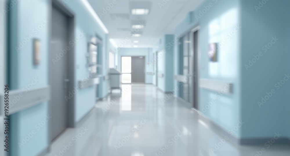 Fototapeta premium blurred corridor scene inside a healthcare building with modern aesthetics