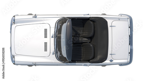 Obraz na plátně Classic white Convertible Sports Car Retro 1960s Roadster top view