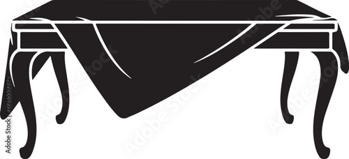 Black tablecloth draped over table white background