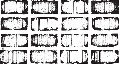 Set of grunge rectangular frames distressed edges with transparent checkerboard background scratch marks weathered surface for creative design