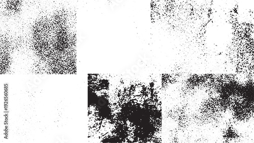 Abstract grain texture set for artistic designs features various noise patterns and distressed surface effects perfect for creating vintage backgrounds and aged aesthetic visuals for media