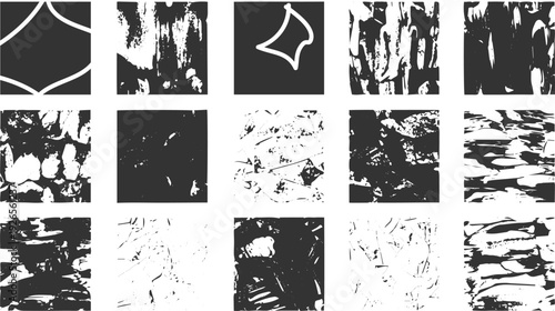 Collection of various seamless vector grunge patterns and textures, featuring abstract distressed designs suitable for backgrounds, overlays, and graphic elements