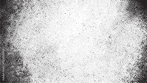 Abstract halftone texture with black dots and grunge noise pattern on transparent background for creative graphic design projects and vintage comic book overlay vector illustration style
