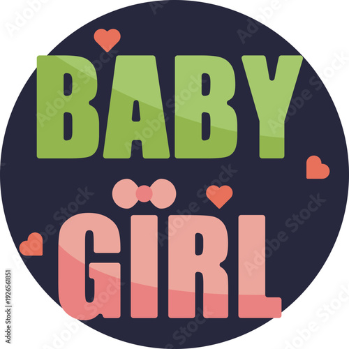 A decorative “Baby Girl” text icon used for baby shower invitations, cards, and party designs celebrating the arrival of a girl.