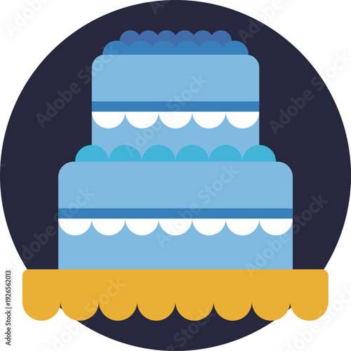 A blue frosted cake icon symbolizing a baby shower celebration, often associated with welcoming a baby boy.