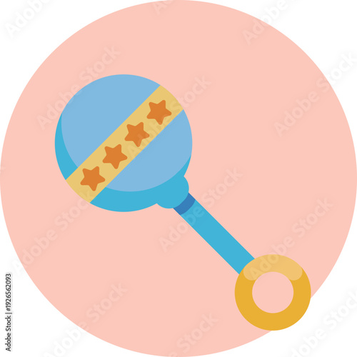 A playful maracas symbol used to highlight festive moments, games, or musical entertainment during a baby shower.