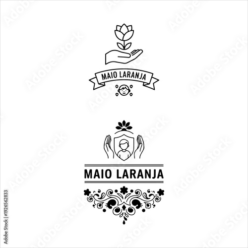 A Professional Awareness Maio Laranja Symbol, Showcasing Childhood Protection and Digital Campaign Orange Flower Human Rights Safety.