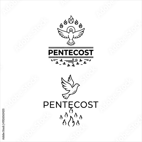A Professional Religious Pentecost Symbol, Showcasing Holy Spirit Christianity and Digital Spirituality Flame Dove Fire Church Faith Gospel Biblical Whitsun.