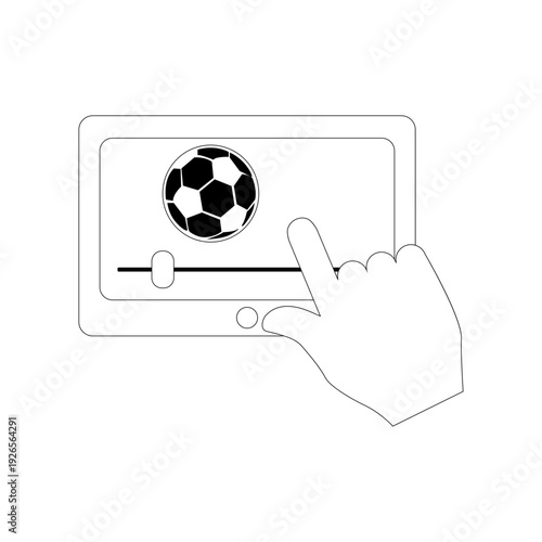 A doodle icon depicting live match streaming. fans streaming live sports on smartphones or tablets at home, following plays, checking stats, or reacting in real time