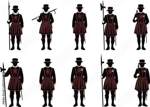 Traditional Yeoman Warder Uniforms, London Icons with Halberds