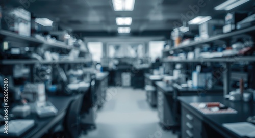 Wallpaper Mural Blurry research lab interior showing defocused scientific equipment and spaces Torontodigital.ca