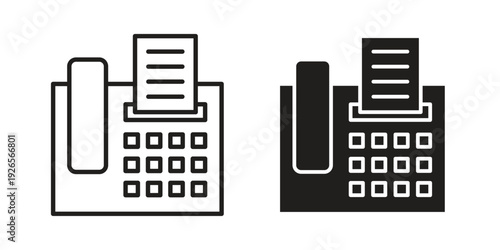 Fax machine icons for templates, web design and infographics