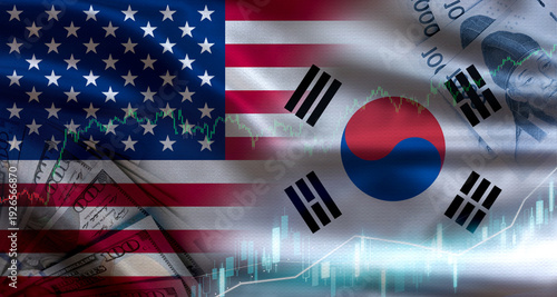 Foto Concept of the relationship between the United States and South Korea