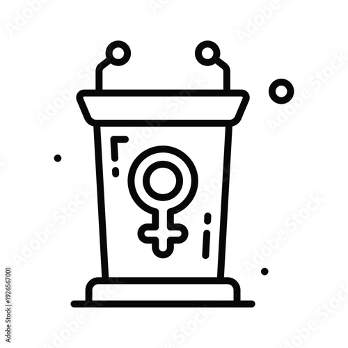 Visually appealing line icon of womens debate for womens day celebration