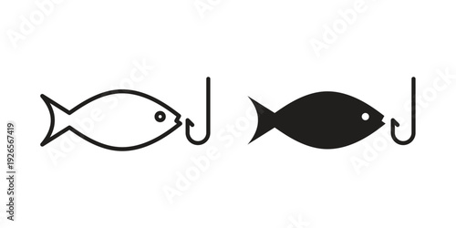 Fishing icons for templates, web design and infographics