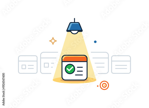 Strategic focus narrowing and eliminating distractions to concentrate on one meaningful objective, a single spotlight illuminating one task tile while