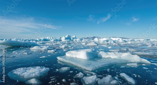 Wallpaper Mural Open water filled with fractured glacier ice shelf from natural thaw Torontodigital.ca