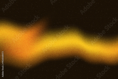 Grain black background with light golden and orange gradation wavy lines. Abstract blur gradient overlay texture for presentation design. Gold grainy liquid background.