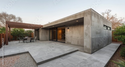 Wallpaper Mural Modern home addition renovation emphasizing unpolished concrete walls and floors prepped for tile work on deck patio and courtyard Torontodigital.ca