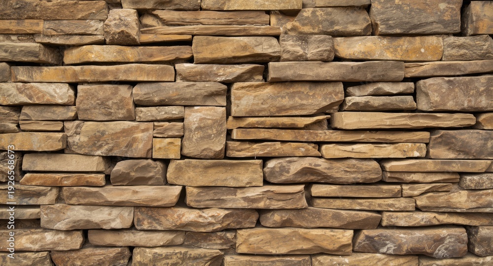 Fototapeta premium Rustic brown brick and cobblestone fusion in a close perspective of a handcrafted stone facade