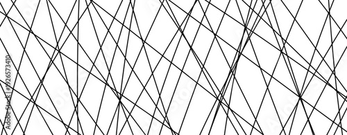 Abstract black and white line pattern. Irregular straight stripes messy interior background. Hand drawn streaks in random surface backdrop. Vector chaotic straight lines simple background.