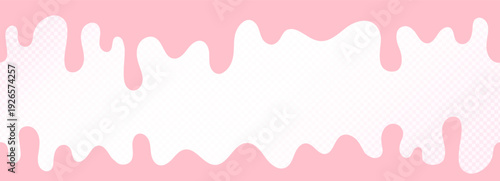 Seamless pink dripping pattern. Melted strawberry cream texture with wavy bubblegum splash shapes. Sweet liquid candy background with soft flowing shapes. Wavy bubblegum splash pattern.