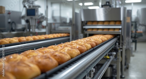 Automated bread and pastry production in food industry factory