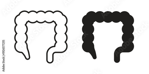 Large intestine icons for templates, web design and infographics