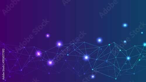 Abstract geometric network with glowing nodes on gradient background