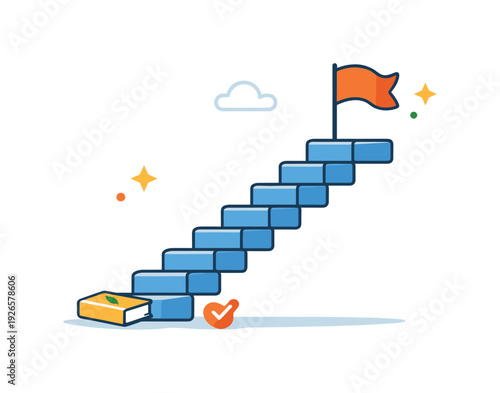 Quiet compounding habits and progress that accumulates invisibly over time, a smooth staircase of identical small steps forming a gentle rise