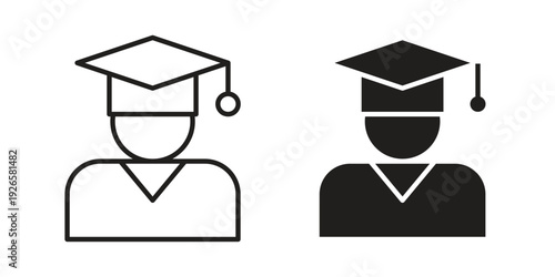 Student icon concept. Thin line symbol. Vector illustration isolated. Editable stroke.