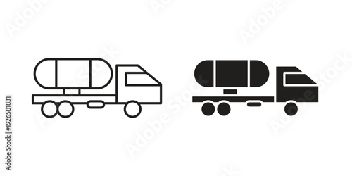 Tank truck icon concept. Thin line symbol. Vector illustration isolated. Editable stroke.