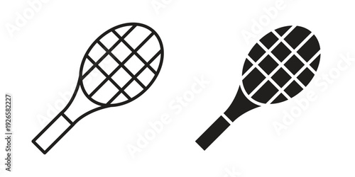 Tennis racket icon concept. Thin line symbol. Vector illustration isolated. Editable stroke.