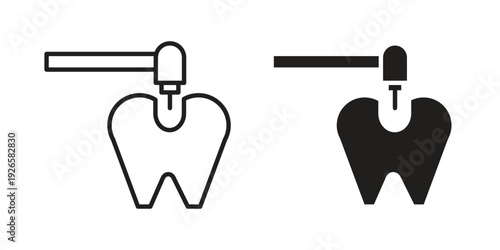 Tooth filling icon concept. Thin line symbol. Vector illustration isolated. Editable stroke.