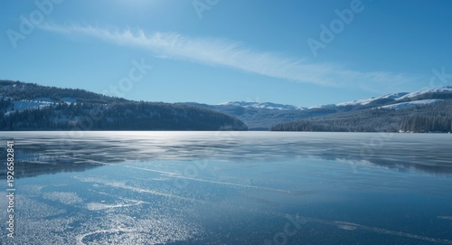 Wallpaper Mural Winter season view of a sparkling lake amidst pure white snow cover Torontodigital.ca