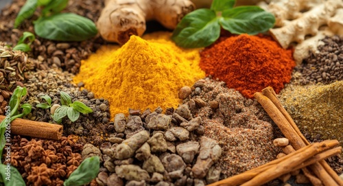 Natural herbs and ground spices combining taste and traditional medicinal benefits