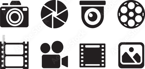Collection of black and white representing and videography equipment and concepts