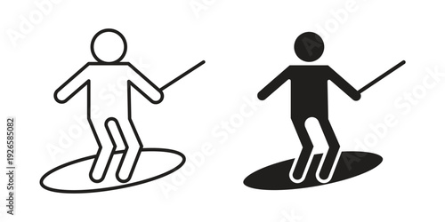 Wakeboarding icon concept. Thin line symbol. Vector illustration isolated. Editable stroke.