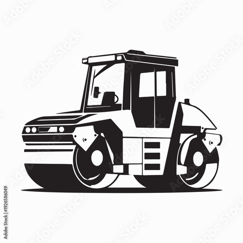 Industrial Construction Vehicle Road Roller Vector Design