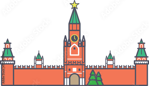 Kremlin color icon. Russia landmark. Moscow symbol