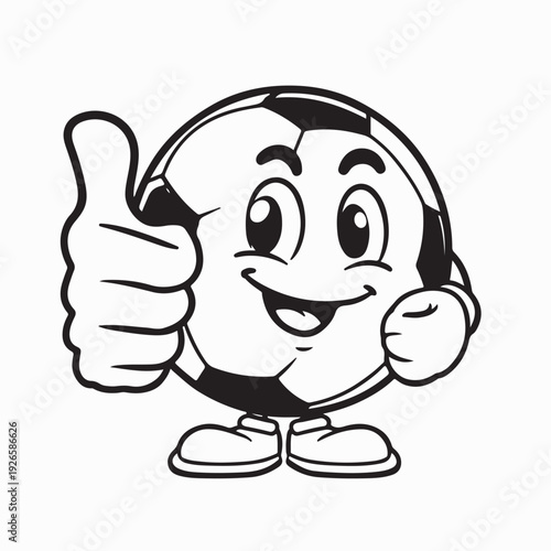 Thumbs Up Soccer Ball Cartoon Fun Sports Character Vector Illustration