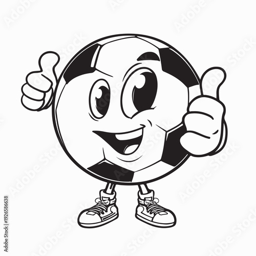 Cheerful Soccer Ball Character Thumbs Up Vector Illustration