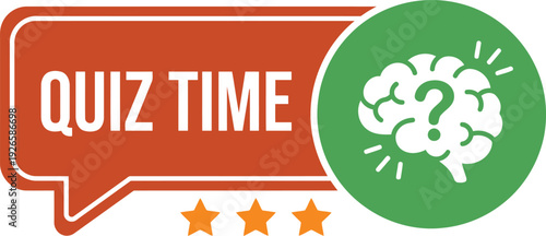 Engaging educational quiz time banner with a brain icon for learning and knowledge assessment