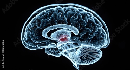 Human brain X ray highlighting bone integrity and cranial shape