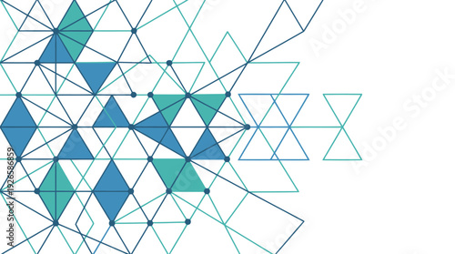Modern abstract geometric design featuring interconnected blue and teal triangles creating a tech pattern
