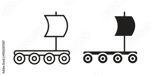 Wood Raft icon concept. Thin line symbol. Vector illustration isolated. Editable stroke.