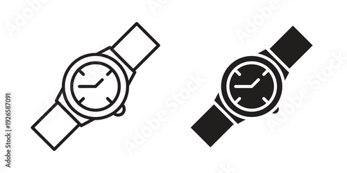 Wristwatch icon concept. Thin line symbol. Vector illustration isolated. Editable stroke.