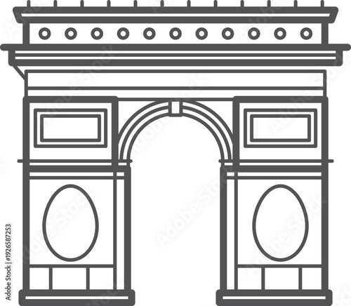 Arch monument in retro french architecture style. Travel landmark